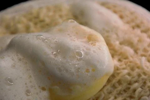 Bath soapy sponge on white background Stock Photos