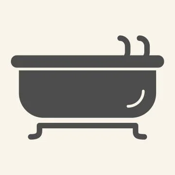 Bath solid icon. Bathtub symbol, glyph style pictogram on beige background Stock Illustration