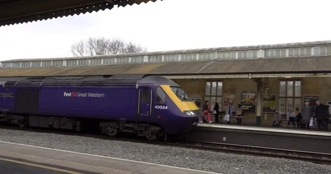 Bath Spa, UK - 03/14/2018: A HST at Bath Spa Railway Station Stock Footage 87739613