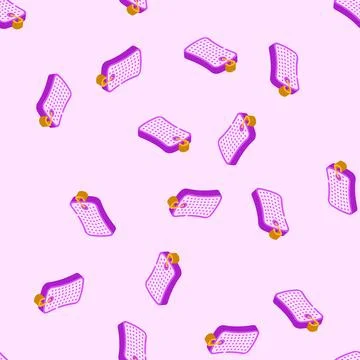 Bath sponge hygiene isometric icon seamless pattern Stock Illustration