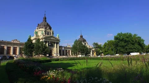 The Bath Szechenyi in Budapest. 4K. Stock Footage 55449983