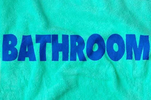 The bath text word on the towel texture, the clean spa body care concept desi Stock Photos