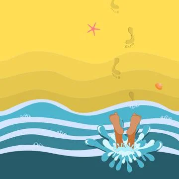 Bath time. Beach background Stock Illustration