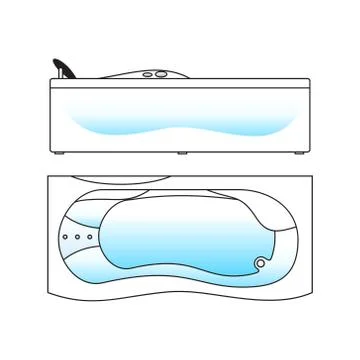 Bath top and side views Stock Illustration