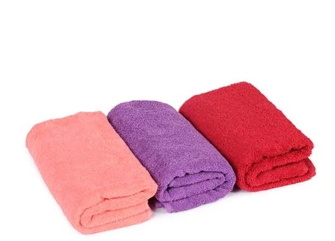 The bath towel isolated on white Foto stock