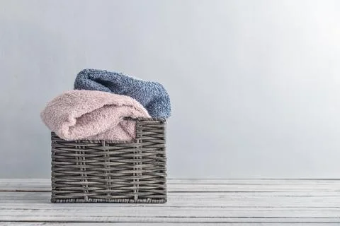 Bath towels of different colors Stock Photos