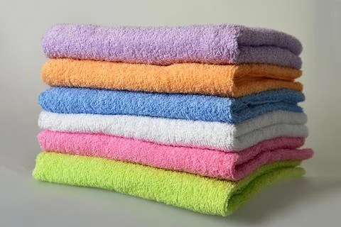 Bath towels, folded, pile Stock Photos