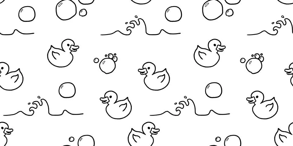 Bath toy fun background. Doodle style seamless texture. Stock Illustration