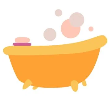 Bath with washing bubbles, flat, isolated object on a white background, vector 스톡 일러스트