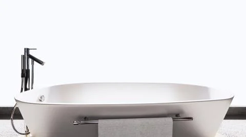 The Bath on white background.3D rendering Stock Photos