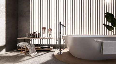 The Bath on white background.3D rendering Stock Photos