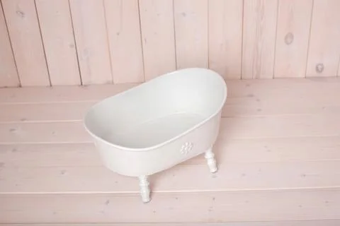 Bath on a wooden background. Stock Photos