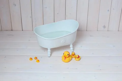 Bath on a wooden background. Stock Photos