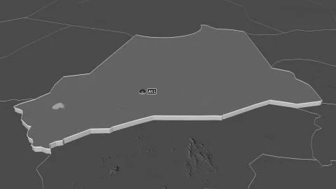 Batha, Chad. Bilevel elevation map with surface waters Stock Illustration