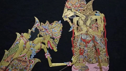 Bathara Guru - Bethari Durga | Javanese Puppet shadow Stock Footage 344919874