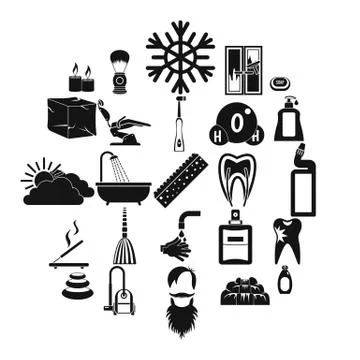 Bathe icons set, simple style Stock Illustration