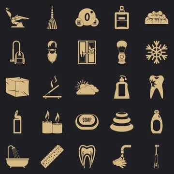 Bathe icons set, simple style Illustrazione stock