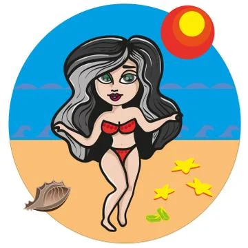 Bather with red suit イラスト素材