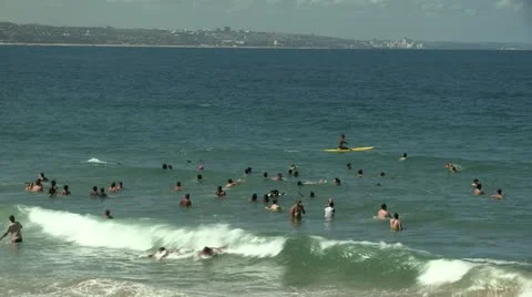 Bathers at the beach Stock Footage 11405314