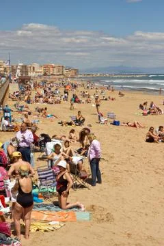 Bathers at a beach Stock Photos