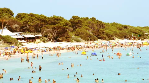 Bathers at Beach, Time Lapse Stock Footage 34030531