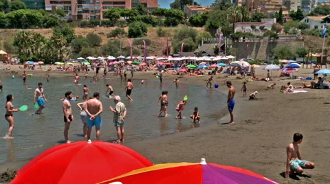Bathers at Cristo beach,  Stock Footage 41427803