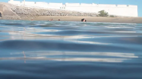 Bathers next to the Fortress of Three Wise Men Video stock 36011018