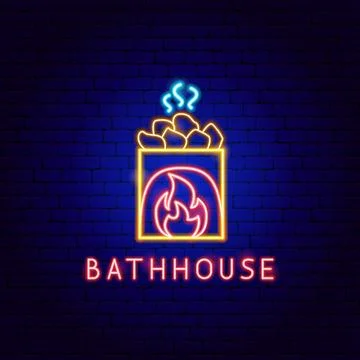 Bathhouse Neon Label Stock Illustration
