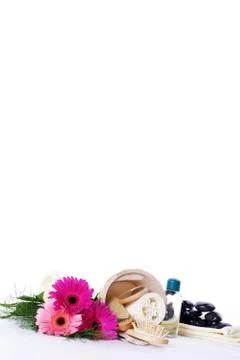 Bathing accessories decorated Stock Photos