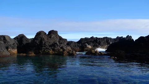 Bathing Area pool in Calheta do Nesquim, Pico Island - Azores, Portugal Stock Footage 116463808