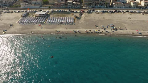 Bathing beach in the summer season Stock Footage 281058753