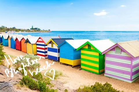 Bathing boxes at Brighton Beach, Australia  Stock Photos