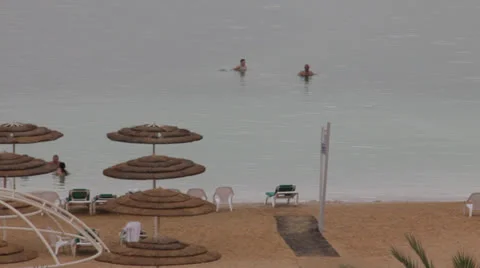 Bathing in the Dead sea 4 Stock Footage 22823305