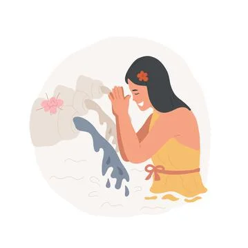 Bathing in a holy spring abstract concept vector illustration. Stock Illustration