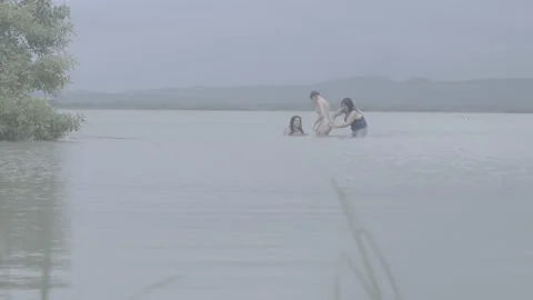 Bathing in Lake Stock Footage 233501907