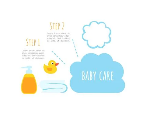 Bathing newborn steps infographic chart design element set Stockillustratie
