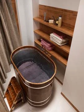 Bathing room rustic style Stock Illustration