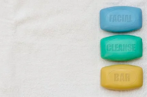 Bathing set 03-labeled soaps Stock Photos