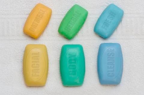 Bathing set 04-labeled soaps Stock Photos
