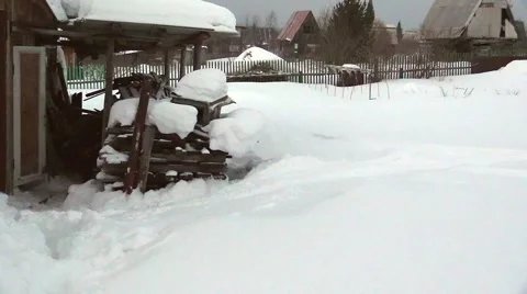 Bathing in the snow Stock Footage 45977393