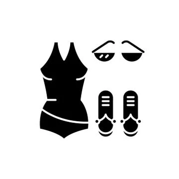 Bathing suit black icon, vector sign on isolated background. Bathing suit Stock Illustration