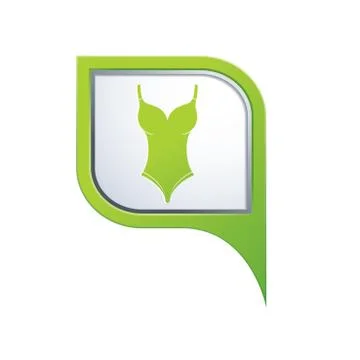 Bathing suit symbol on green map pointer Ilustração Stock