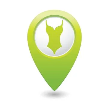 Bathing suit symbol green map pointer Stock Illustration
