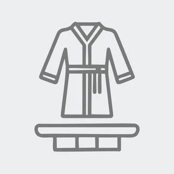 Bathrobe and towel icon. Simple line icon depicting a bathrobe and towel, p.. Stock Illustration