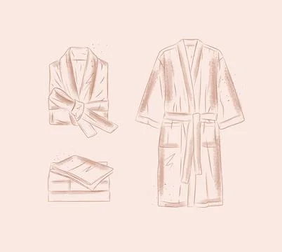 Bathrobe clothes set beige イラスト素材