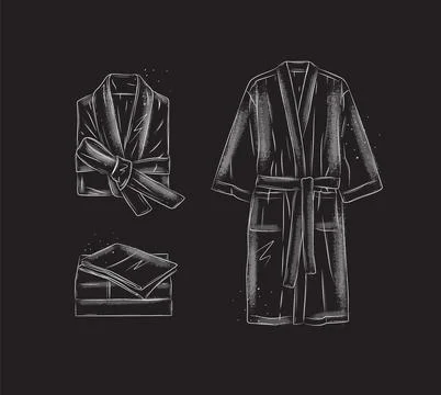 Bathrobe clothes set black イラスト素材