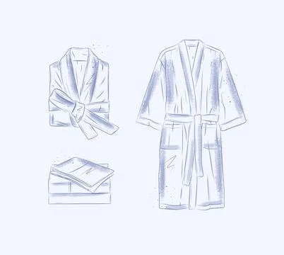 Bathrobe clothes set blue Stock Illustration