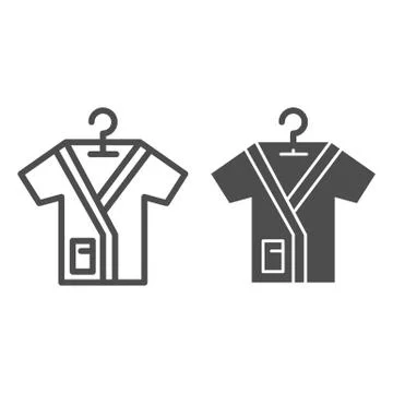 Bathrobe on handle line and solid icon, spa salon concept, Bathrobes sign on Illustration