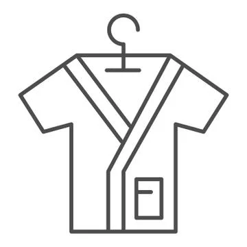 Bathrobe on handle thin line icon, spa salon concept, Bathrobes sign on white Illustration