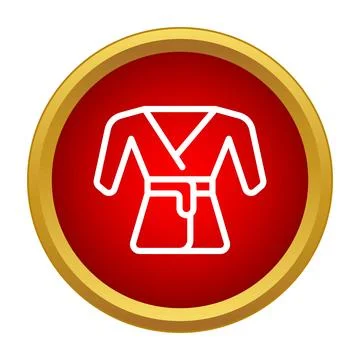 Bathrobe line icon inside red circular button Stock Illustration